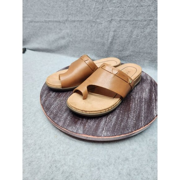 Vionic Cindy Sandal Womens Tan Leather Slide Sandals With Cork Sole Size 5 - Picture 6 of 10